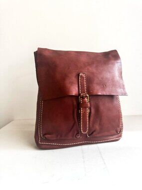 Roots Backpack Brown Leather Satchel Messenger Bag Horween Unisex